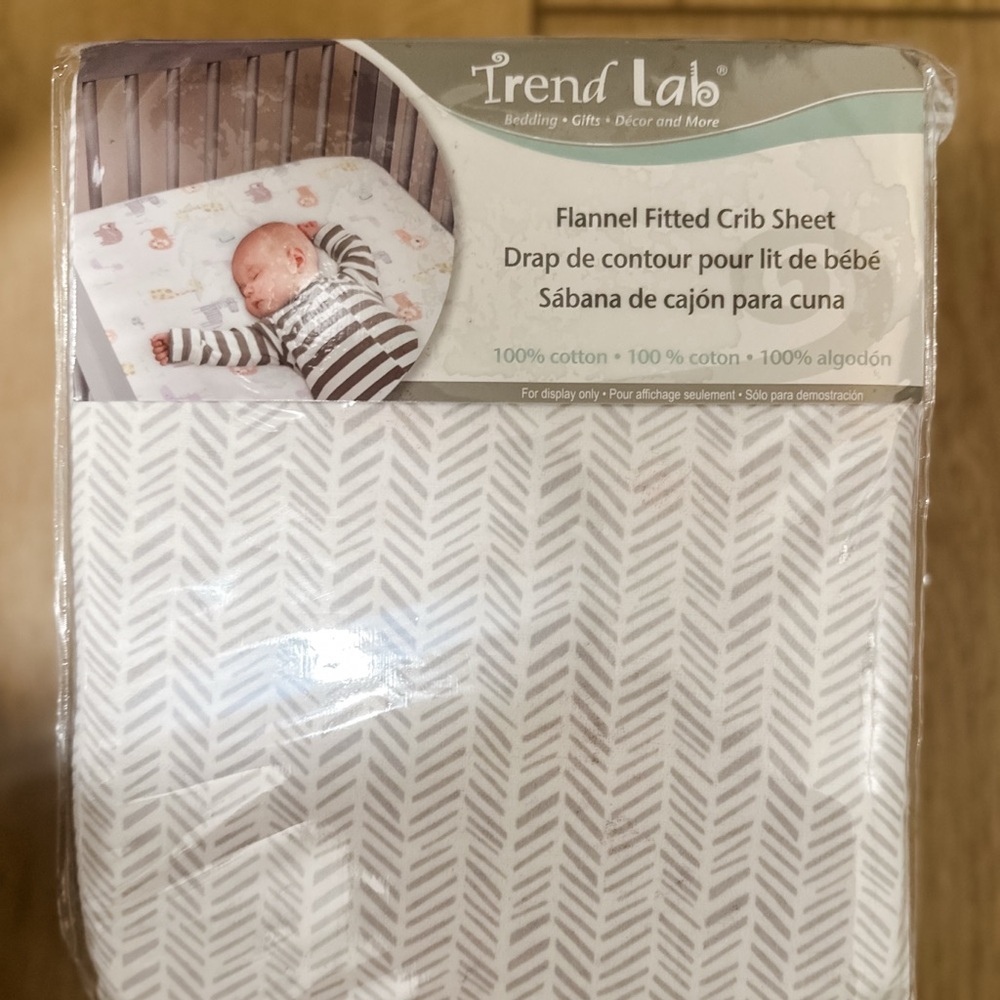 Trend Lab Herringbone Deluxe Flannel Fitted Crib Sheet-Gray